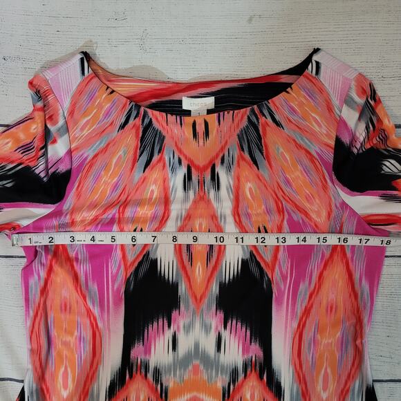Chico's Size 1 US M Baroque Print Graphic Aztec 3/4 sleeve Shift Dress Pattern - Picture 5 of 8